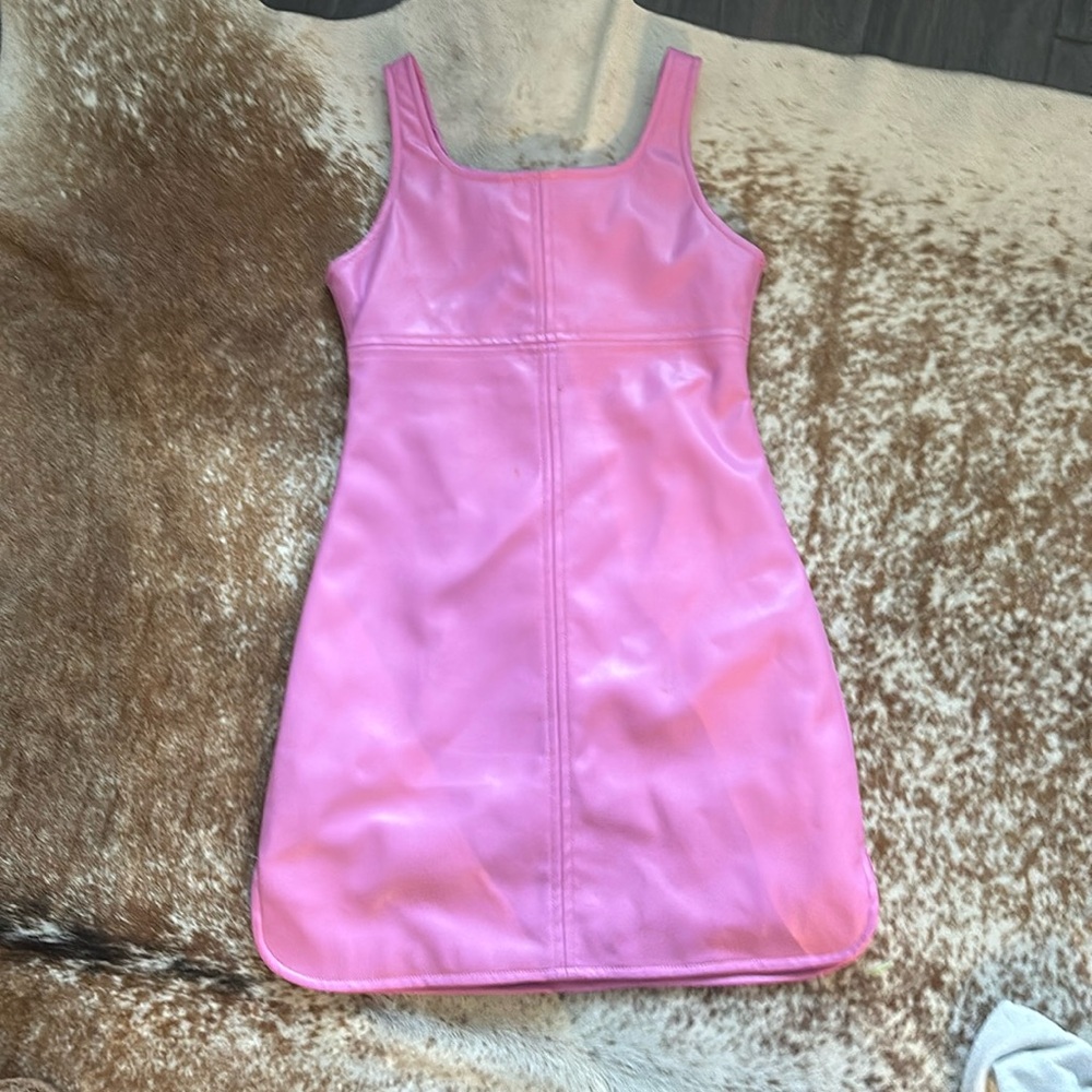 Pink Faux Leather Bib Dress (girls)
